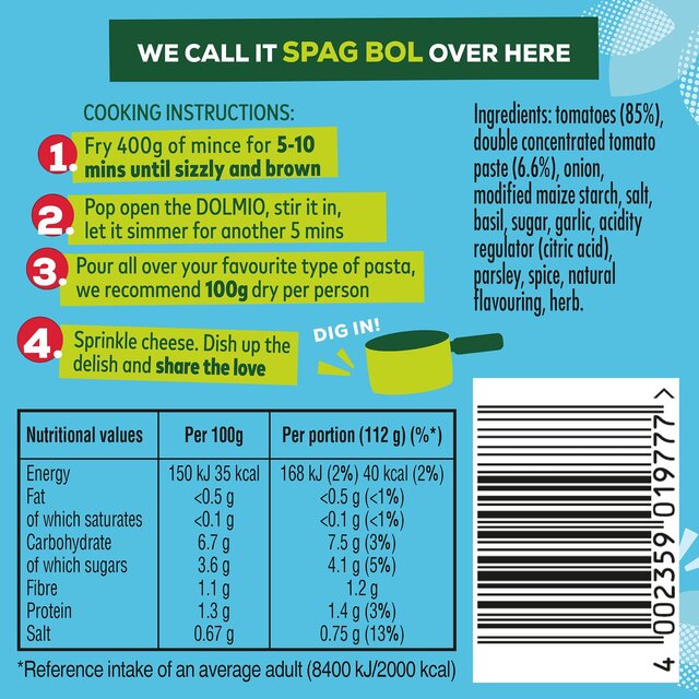 Dolmio Bolognese Low Fat Pasta Sauce thumbnail 3