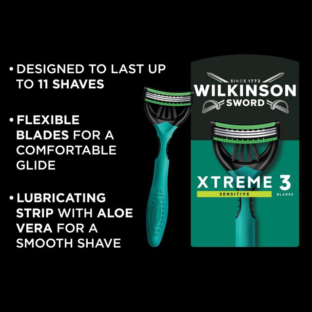 Wilkinson Sword Xtreme 3 Sensitive Men's Disposable Razors thumbnail 3