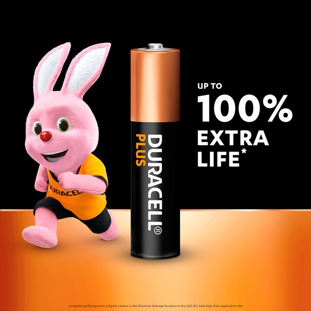 Duracell Plus 100% AAA Alkaline Batteries thumbnail 2