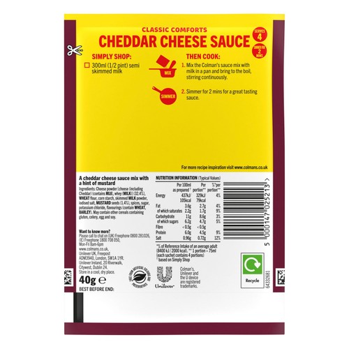 Colman's Cheddar Cheese Sauce Mix thumbnail 3