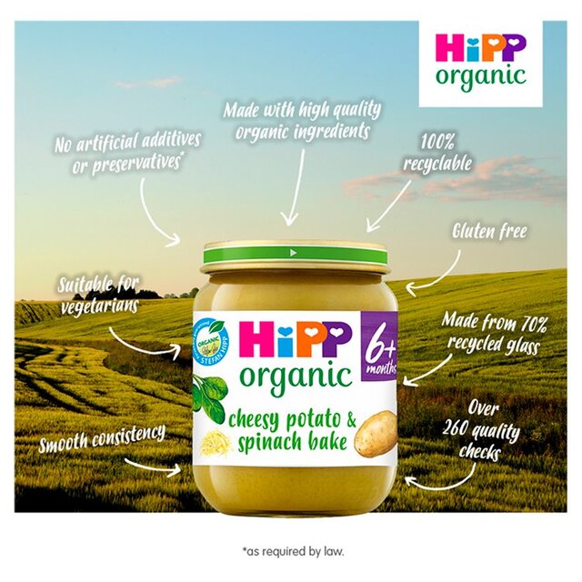 HiPP Organic Cheesy Potato & Spinach Bake Baby Food Jar 6+ Months thumbnail 7