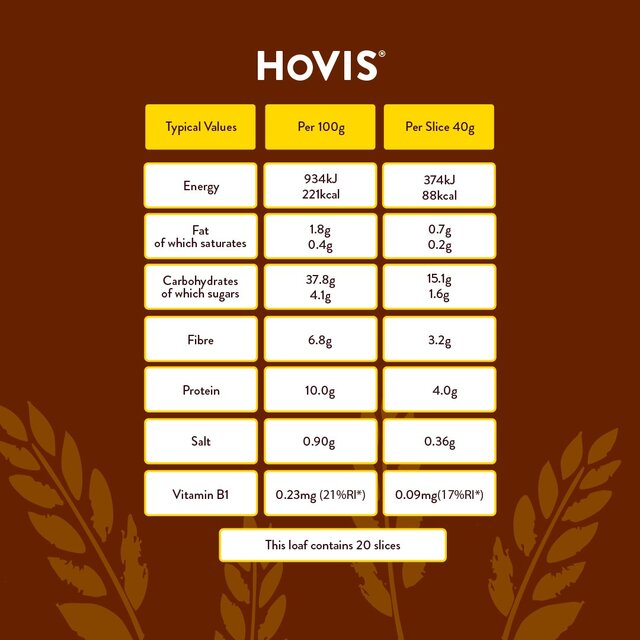 Hovis Tasty Wholemeal Medium Sliced Bread thumbnail 8