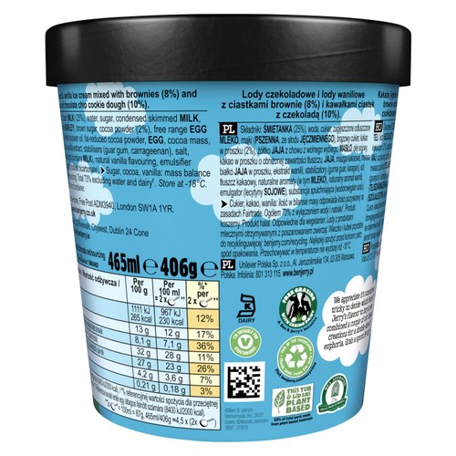 Ben & Jerry's Half Baked Chocolate & Vanilla Ice Cream Tub thumbnail 4