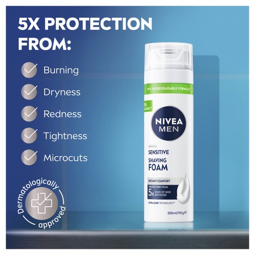 NIVEA MEN Sensitive Shaving Foam with 0 % Alcohol  thumbnail 3
