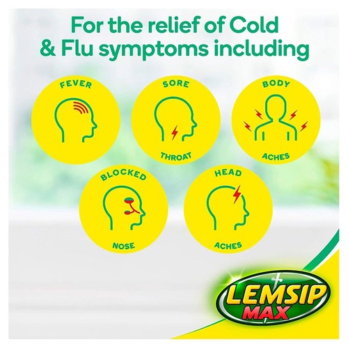 Lemsip Max Cold & Flu Lemon Sachets Paracetamol thumbnail 2