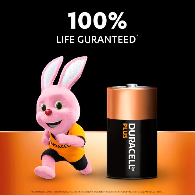 Duracell Plus 100% D Alkaline Batteries thumbnail 3