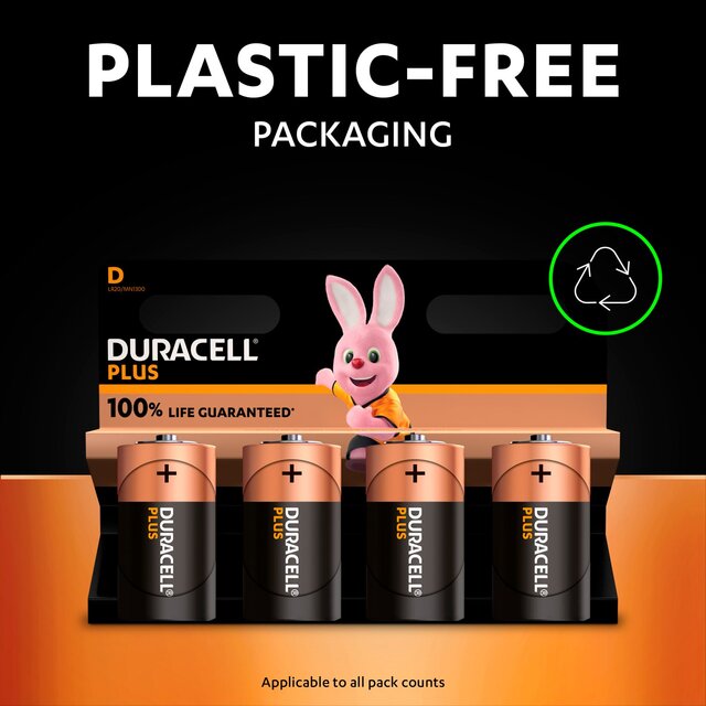 Duracell Plus 100% D Alkaline Batteries thumbnail 5