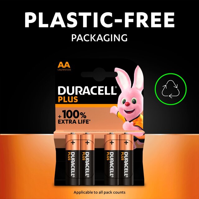 Duracell Plus 100% AA Alkaline Batteries thumbnail 4