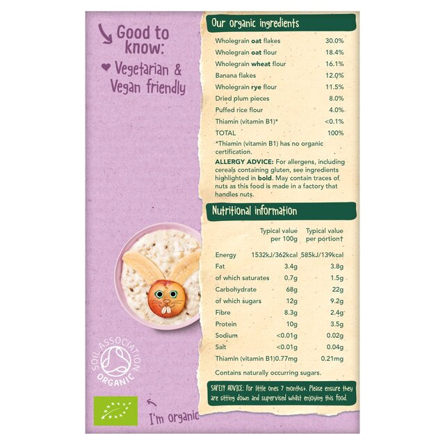 Organix Banana & Plum Organic Baby Weaning Porridge 200g 7 months+ thumbnail 2