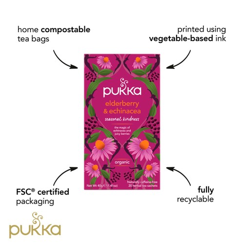 Pukka Organic Elderberry & Echinacea Fruit Tea x20 Compostable Tea Bags thumbnail 10