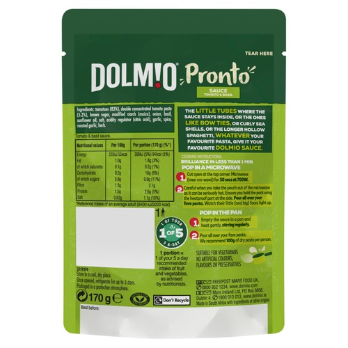 Dolmio Tomato & Basil Pouch Pasta Sauce thumbnail 2