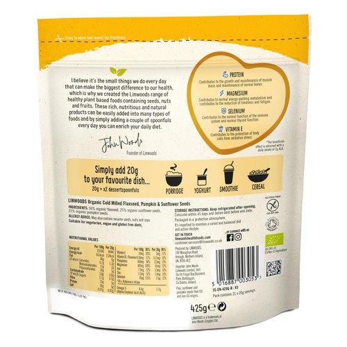 Linwoods Milled Organic Flaxseed, Sunflower & Pumpkin Seeds thumbnail 2