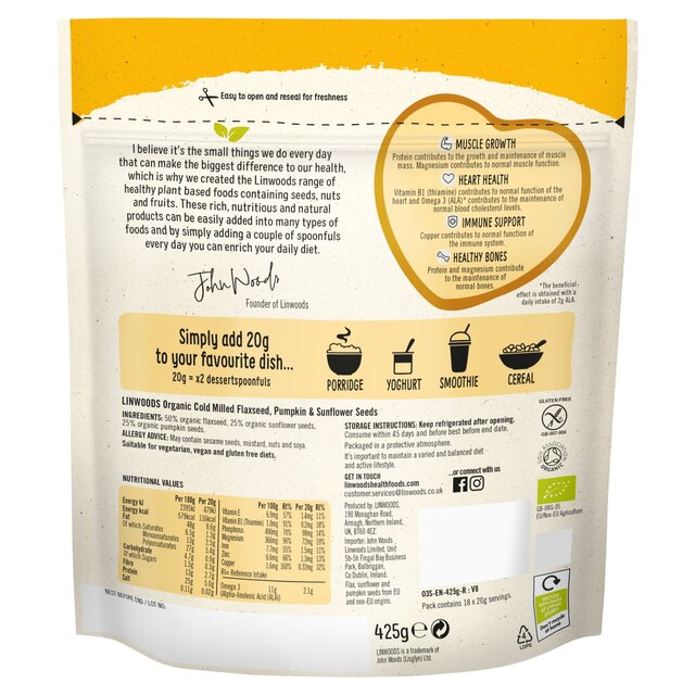Linwoods Milled Organic Flaxseed, Sunflower & Pumpkin Seeds thumbnail 5