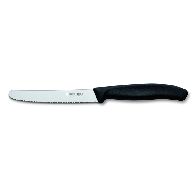 Victorinox Serrated Edge Paring Knife & Tomato Utility Knife, Black 11cm thumbnail 2