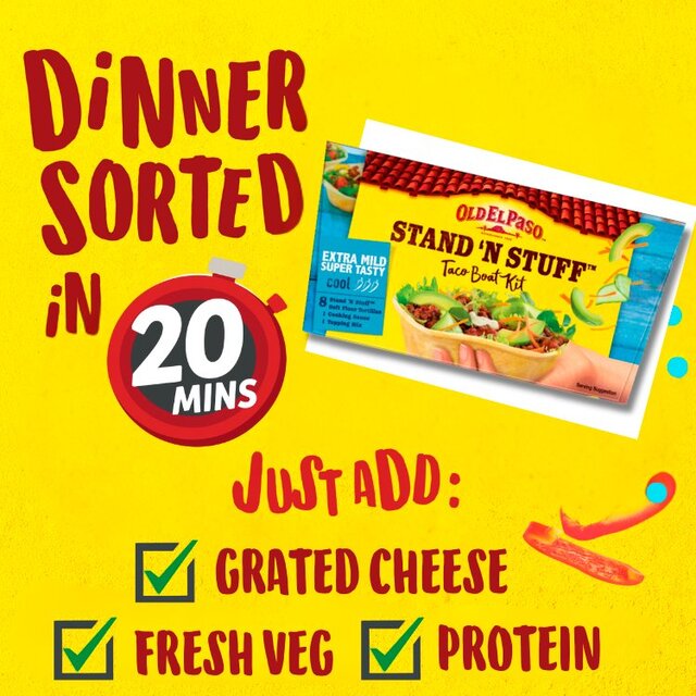 Old El Paso Mexican Stand 'N' Stuff Extra Mild Taco Kit with Soft Shells thumbnail 6
