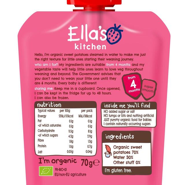 Ella's Kitchen Sweet Potatoes First Tastes Baby Food Pouch 4+ Months thumbnail 2