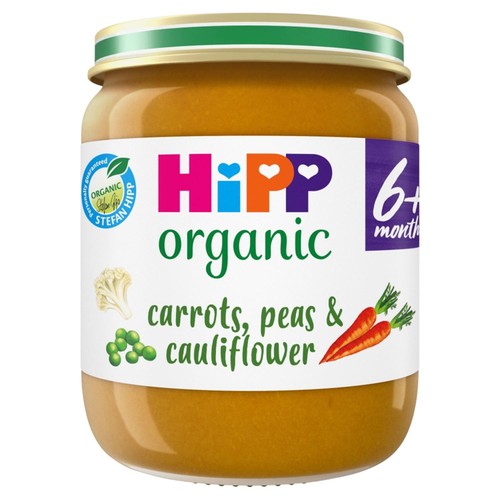 HiPP Organic Carrots, Peas & Cauliflower Baby Food Jar 4+months