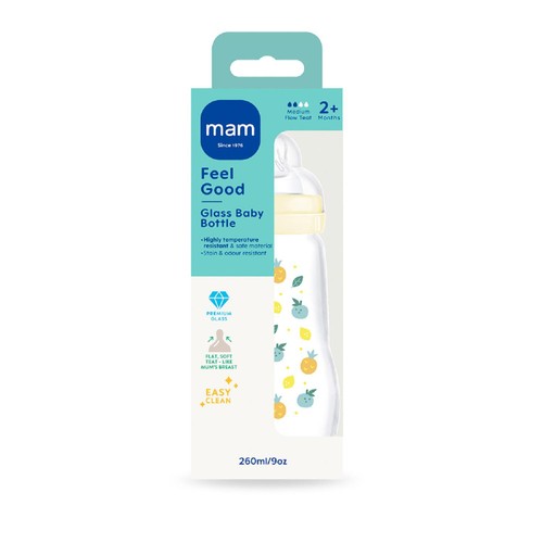 MAM Feel Good Glass Bottle 260ml - 1 Pack Unisex