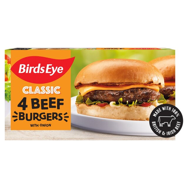Birds Eye Classic 4 Beef Burgers with Onion