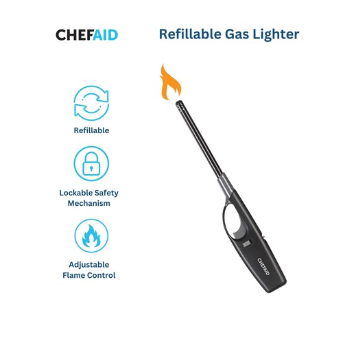 Chef Aid Long Reach Refillable Gas Lighter, White thumbnail 3