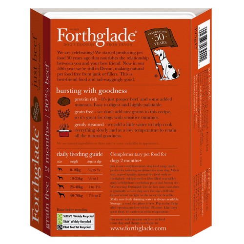 Forthglade Complementary Grain Free Wet Dog Food Just 90% Beef thumbnail 2
