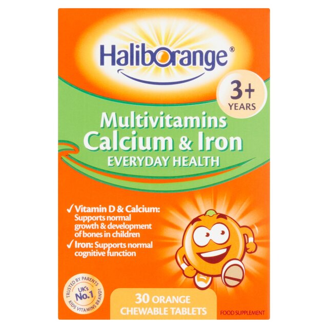 Haliborange Kid's Calcium & Iron Orange Chewable Tablets 3yrs+