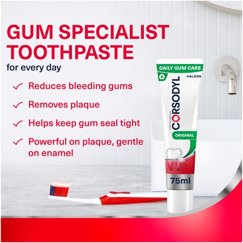 Corsodyl Gum Care Toothpaste Daily Fluoride Original 75ml thumbnail 5