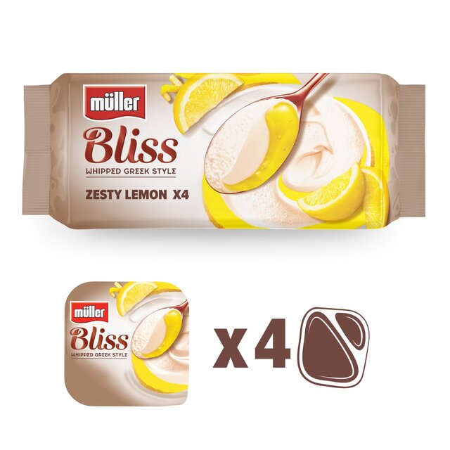 Muller Corner Bliss Whipped Greek Style Lemon Yogurts