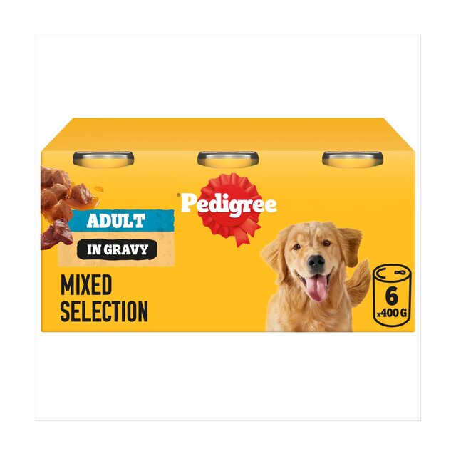 Pedigree Adult Wet Dog Food Tins Mixed in Gravy
