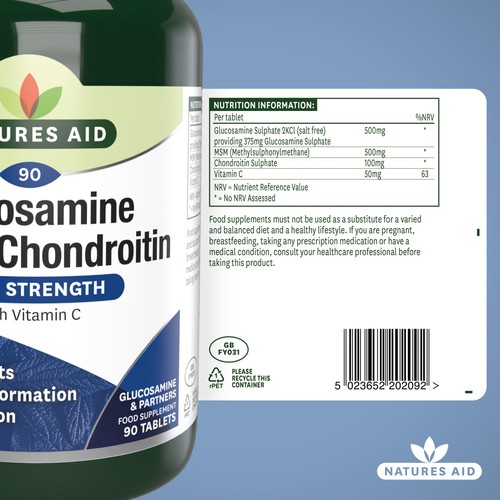 Natures Aid Glucosamine MSM & Chondroitin  thumbnail 6