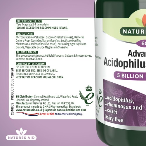 Natures Aid Advanced Acidophilus Complex Supplement Capsules  thumbnail 4