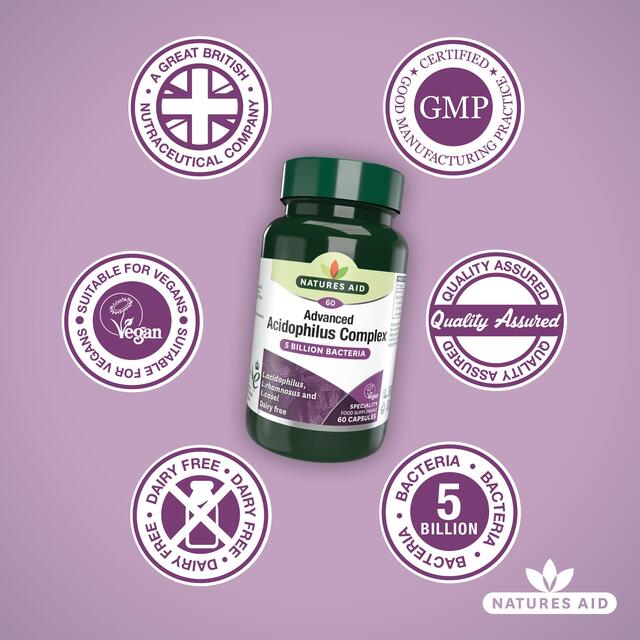 Natures Aid Advanced Acidophilus Complex Supplement Capsules thumbnail 3