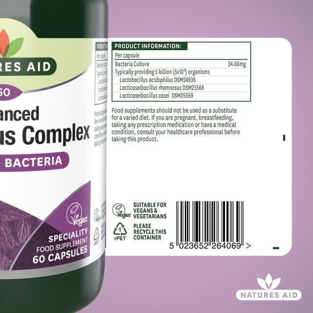 Natures Aid Advanced Acidophilus Complex Supplement Capsules thumbnail 5
