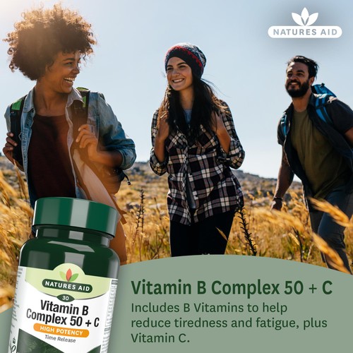 Natures Aid Vitamin B Complex 50 + C Supplement Tablets  thumbnail 2