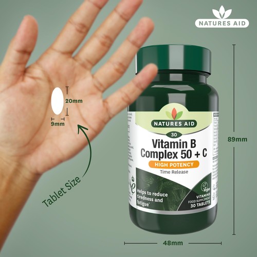 Natures Aid Vitamin B Complex 50 + C Supplement Tablets  thumbnail 3