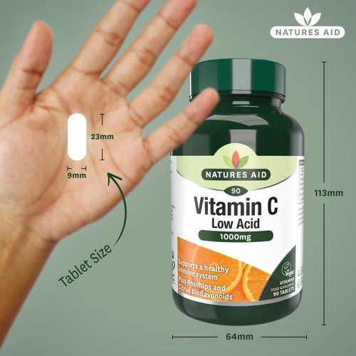 Natures Aid Low Acid Vitamin C Tablets 1000mg  thumbnail 3