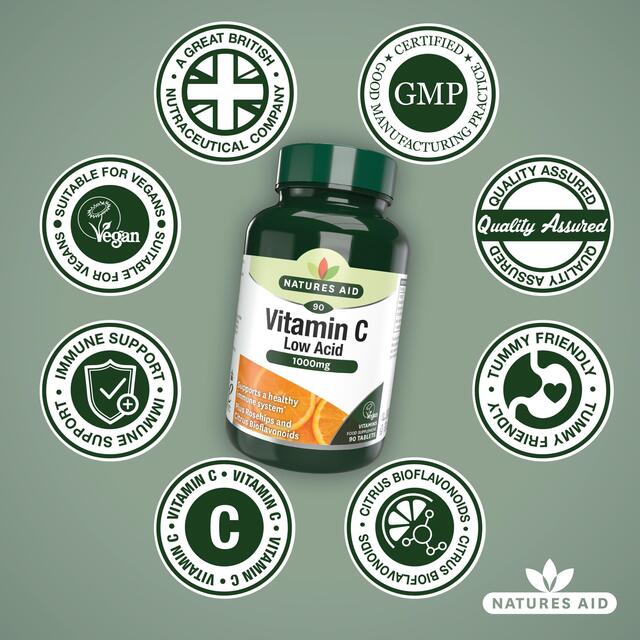 Natures Aid Low Acid Vitamin C Tablets 1000mg thumbnail 4