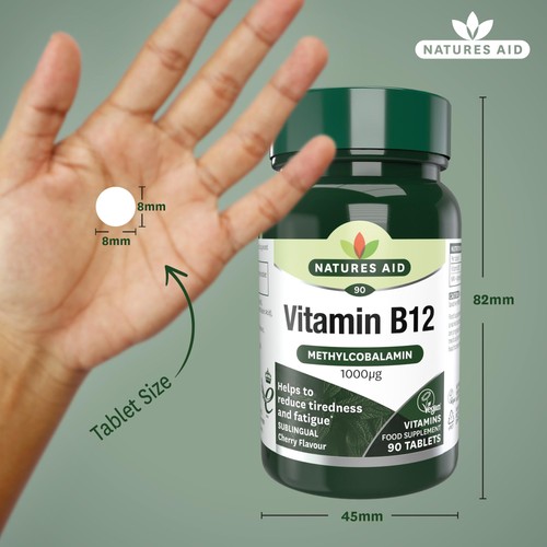 Natures Aid Vitamin B12 Supplement Tablets 1000ug  thumbnail 3
