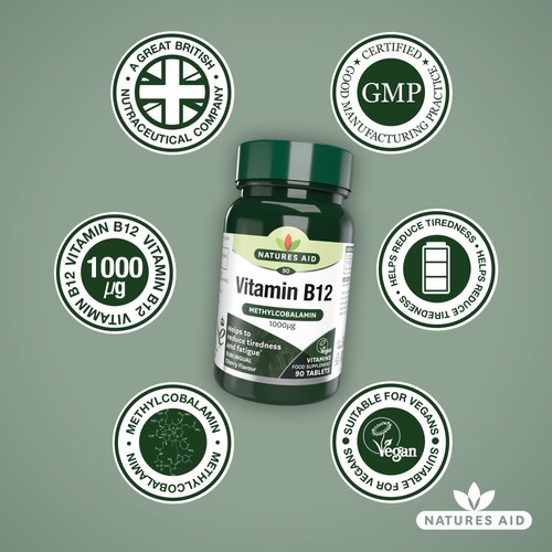 Natures Aid Vitamin B12 Supplement Tablets 1000ug  thumbnail 4