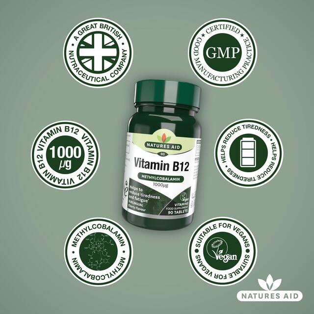 Natures Aid Vitamin B12 Supplement Tablets 1000ug thumbnail 4