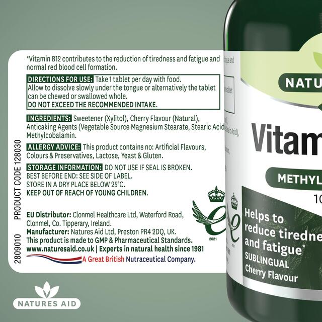 Natures Aid Vitamin B12 Supplement Tablets 1000ug thumbnail 5