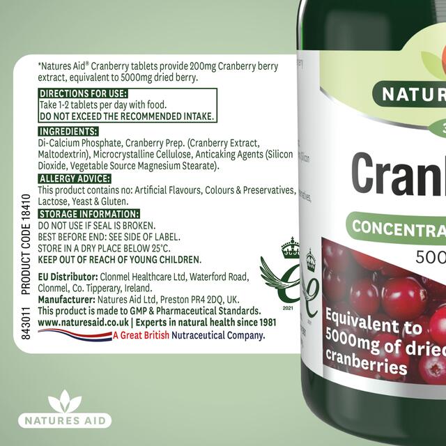 Natures Aid Cranberry Supplement Tablets 5000mg thumbnail 5