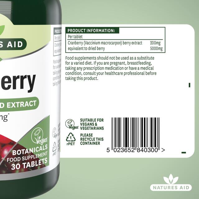 Natures Aid Cranberry Supplement Tablets 5000mg thumbnail 6