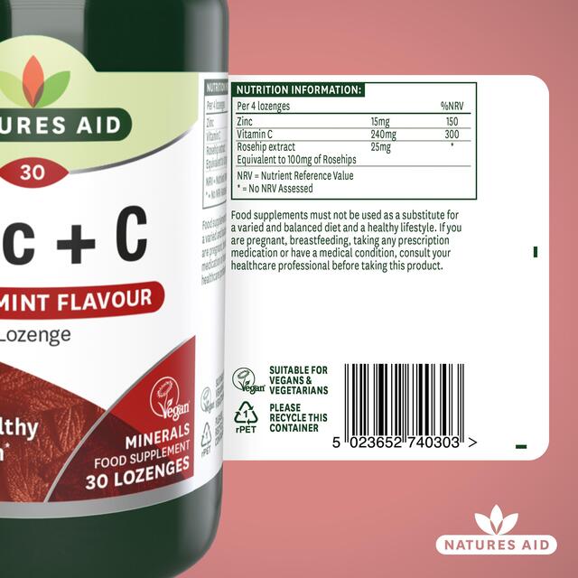 Natures Aid Zinc + C Supplement Lozenges thumbnail 6