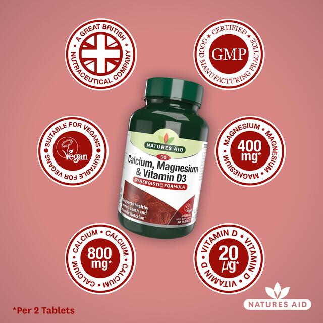 Natures Aid Calcium, Magnesium & Vitamin D3 Tablets thumbnail 4