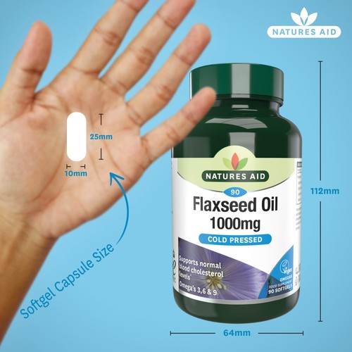 Natures Aid Vegetarian Flaxseed Oil 1000mg Capsules thumbnail 2