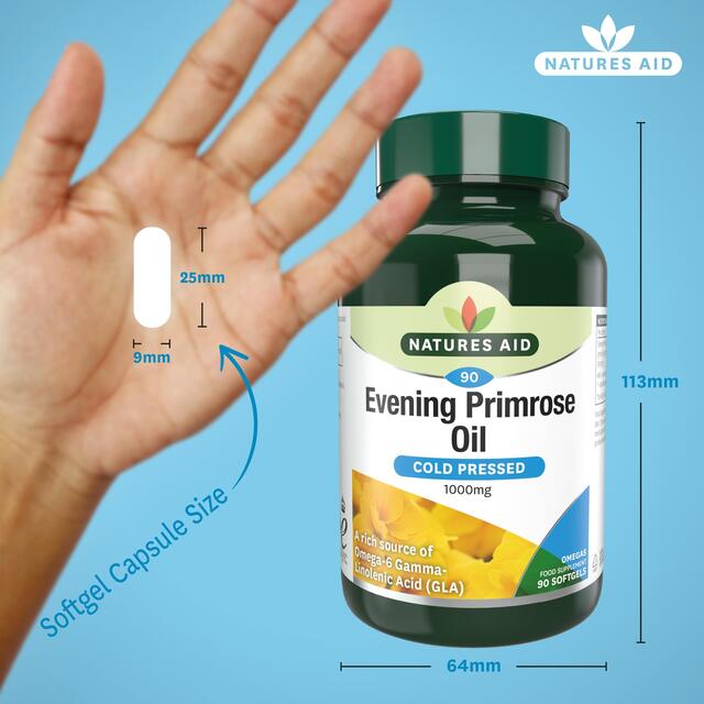 Natures Aid Evening Primrose Oil Soft Gel Capsules 1000mg thumbnail 2
