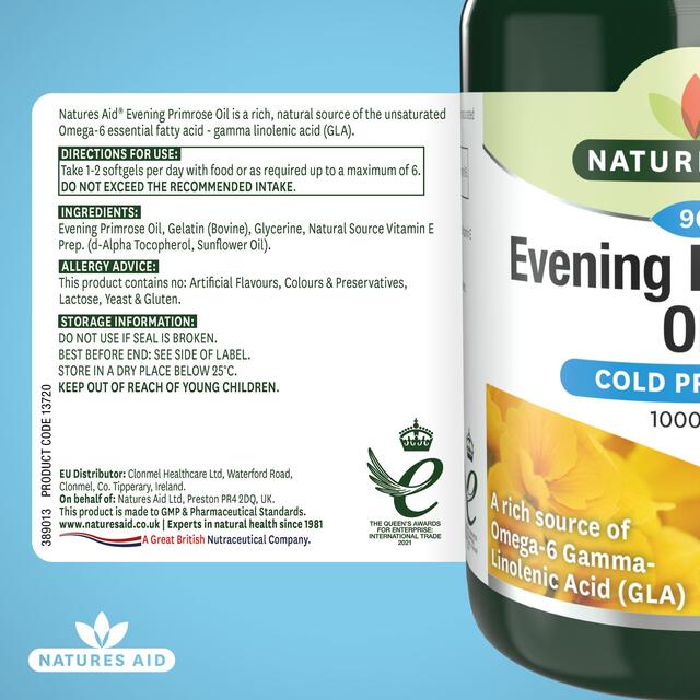 Natures Aid Evening Primrose Oil Soft Gel Capsules 1000mg thumbnail 4