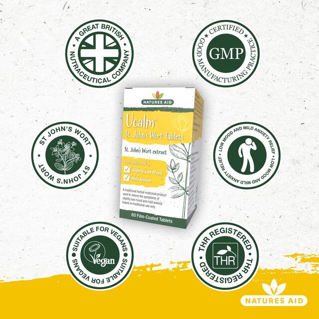 Natures Aid Ucalm 300mg T St John's Wort Extract Tablets thumbnail 4