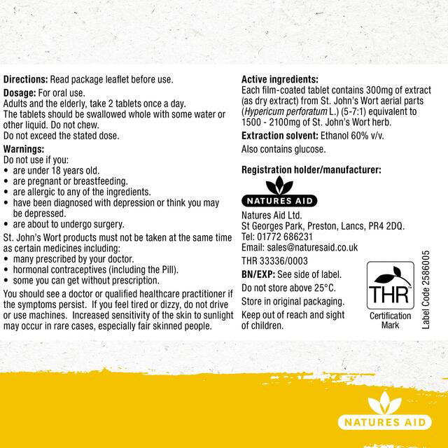 Natures Aid Ucalm 300mg T St John's Wort Extract Tablets thumbnail 6